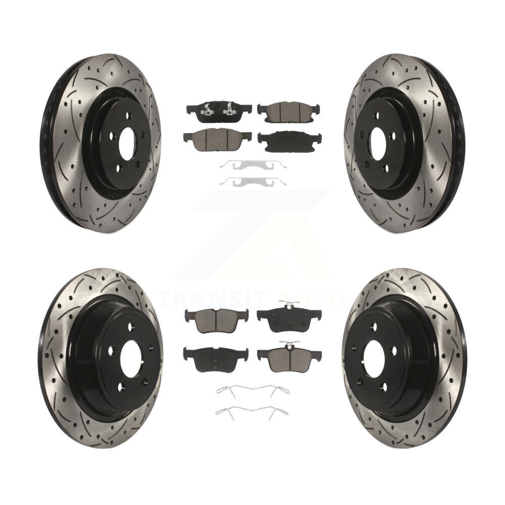 [Avant + Arrière] Kit de disque (percé rainuré revêtu) et plaquette (céramique) de frein pour Ford Edge Lincoln MKX Nautilus KDC-100350