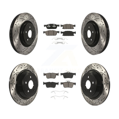 [Avant + Arrière] Kit de disque (percé rainuré revêtu) et plaquette (céramique) de frein pour Ford Edge Lincoln MKX Nautilus KDC-100350