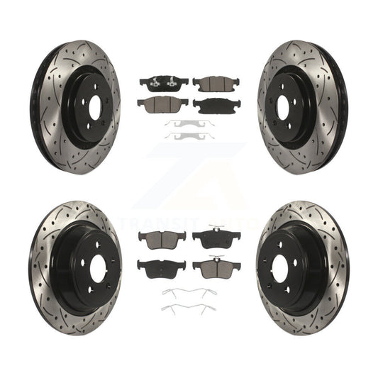 [Avant + Arrière] Kit de disque (percé rainuré revêtu) et plaquette (céramique) de frein pour Ford Edge Lincoln MKX Nautilus KDC-100350
