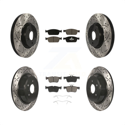 [Avant + Arrière] Kit de disque (percé rainuré revêtu) et plaquette (céramique) de frein pour Ford Escape Lincoln MKC KDC-100352 par Transit Auto