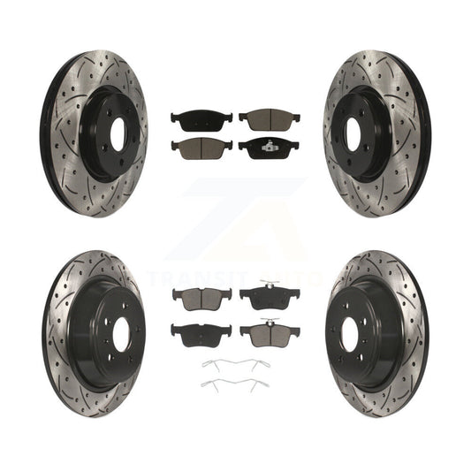 [Avant + Arrière] Kit de disque (percé rainuré revêtu) et plaquette (céramique) de frein pour Ford Escape Lincoln MKC KDC-100352