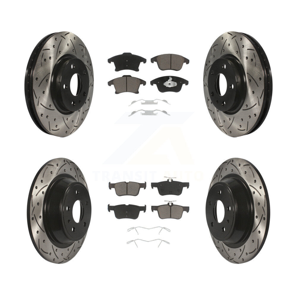 [Avant + Arrière] Kit de disque (percé rainuré revêtu) et plaquette (céramique) de frein pour Ford Fusion Lincoln MKZ KDC-100355