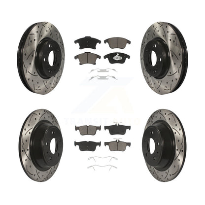 [Avant + Arrière] Kit de disque (percé rainuré revêtu) et plaquette (céramique) de frein pour Ford Fusion Lincoln MKZ KDC-100355