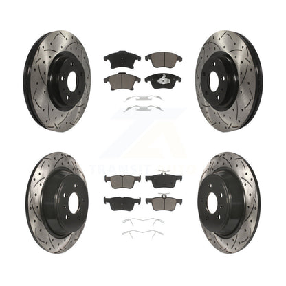 [Avant + Arrière] Kit de disque (percé rainuré revêtu) et plaquette (céramique) de frein pour Ford Fusion Lincoln MKZ KDC-100358