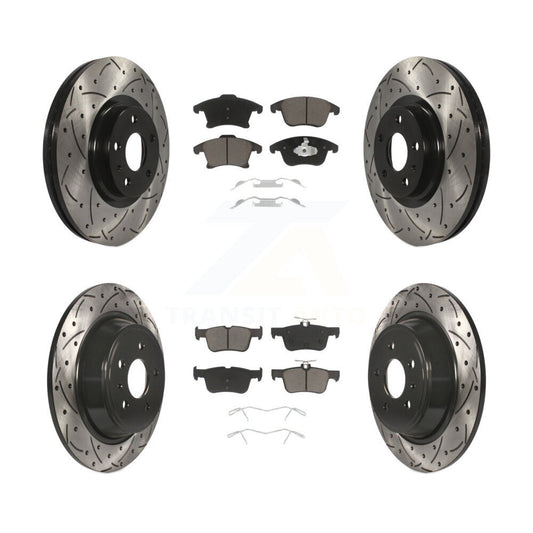 [Avant + Arrière] Kit de disque (percé rainuré revêtu) et plaquette (céramique) de frein pour Ford Fusion Lincoln MKZ KDC-100358