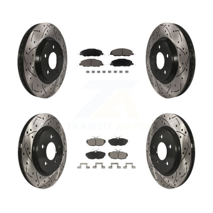 [Avant + Arrière] Kit de disque (percé rainuré revêtu) et plaquette (céramique) de frein pour Ford Mustang KDC-100360