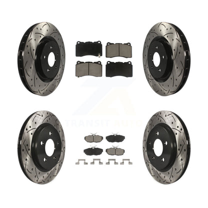 [Avant + Arrière] Kit de disque (percé rainuré revêtu) et plaquette (céramique) de frein pour Ford Mustang KDC-100361
