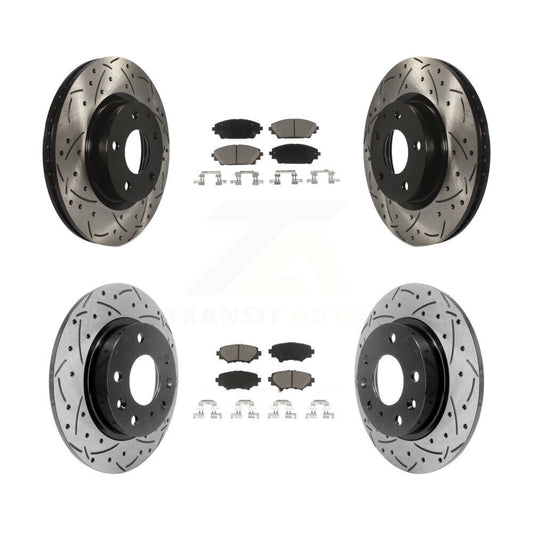 [Avant + Arrière] Kit de disque (percé rainuré revêtu) et plaquette (céramique) de frein pour Mazda 3 Sport 2.5L KDC-100364