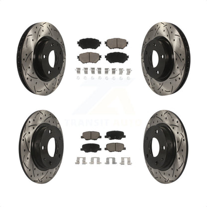 [Avant + Arrière] Kit de disque (percé rainuré revêtu) et plaquette (céramique) de frein pour Mazda 3 Sport 2.5L KDC-100366 par Transit Auto