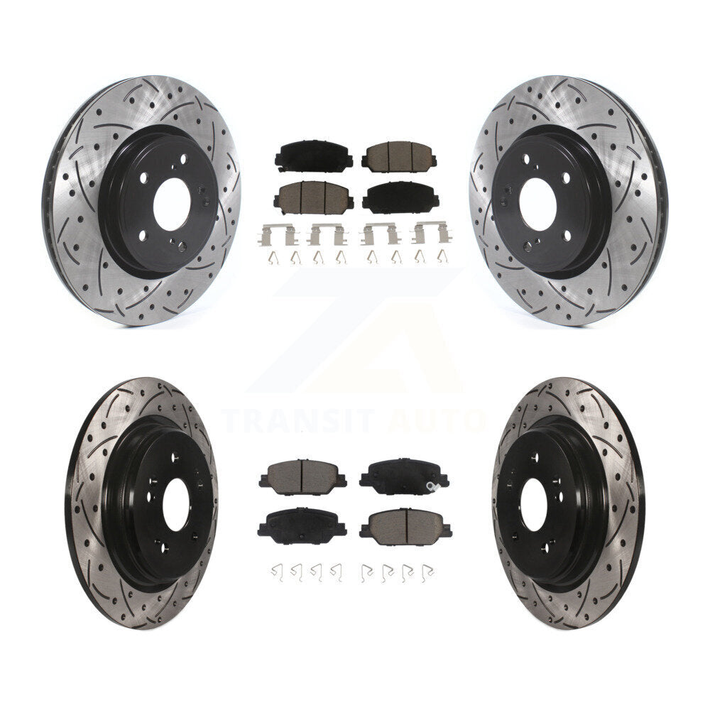 [Avant + Arrière] Kit de disque (percé rainuré revêtu) et plaquette (céramique) de frein pour Honda CR-V KDC-100368