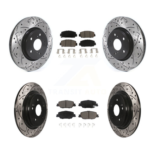 [Avant + Arrière] Kit de disque (percé rainuré revêtu) et plaquette (céramique) de frein pour Honda CR-V KDC-100368