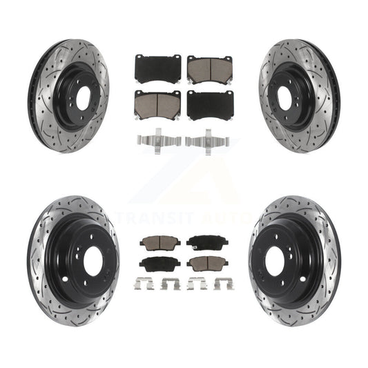 [Avant + Arrière] Kit de disque (percé rainuré revêtu) et plaquette (céramique) de frein pour Hyundai Genesis KDC-100369