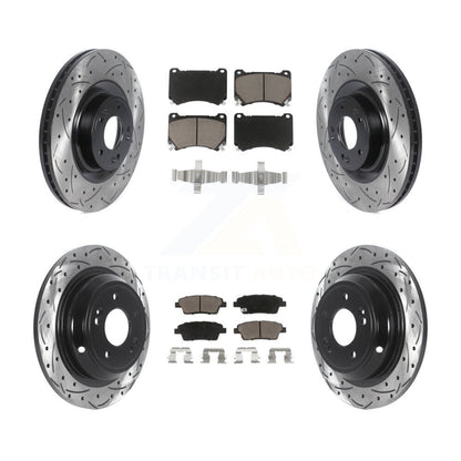 [Avant + Arrière] Kit de disque (percé rainuré revêtu) et plaquette (céramique) de frein pour 2012-2014 Hyundai Genesis 5.0L KDC-100370