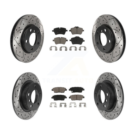 [Avant + Arrière] Kit de disque (percé rainuré revêtu) et plaquette (céramique) de frein pour Mini Cooper Countryman Paceman Base KDC-100372