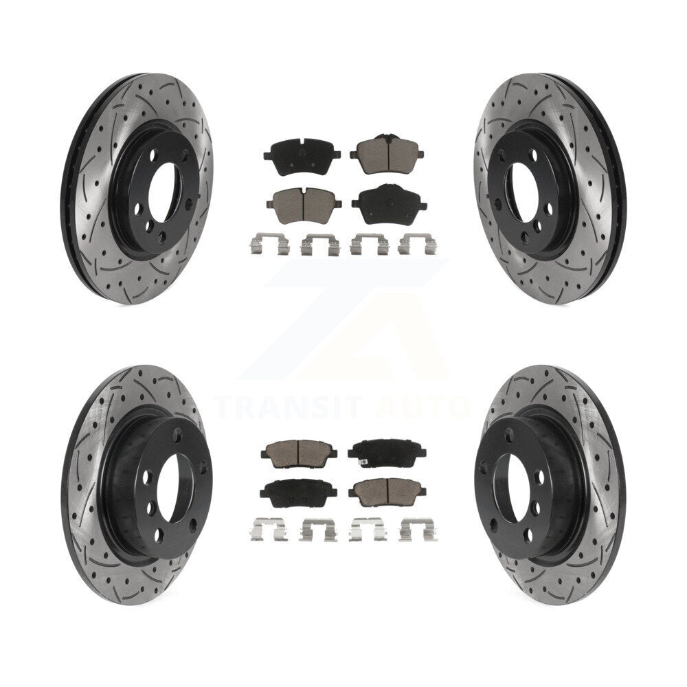 [Avant + Arrière] Kit de disque (percé rainuré revêtu) et plaquette (céramique) de frein pour Mini Cooper Countryman Paceman KDC-100373