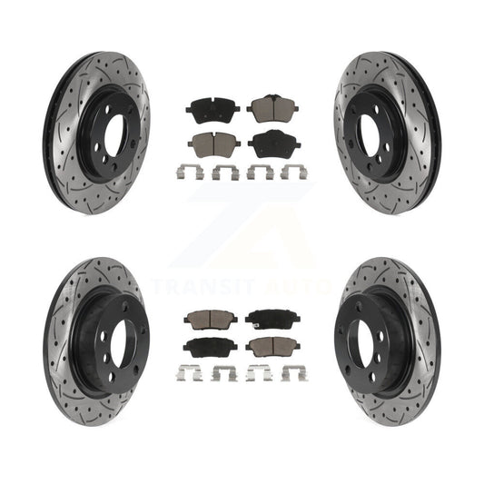 [Avant + Arrière] Kit de disque (percé rainuré revêtu) et plaquette (céramique) de frein pour Mini Cooper Countryman Paceman KDC-100373