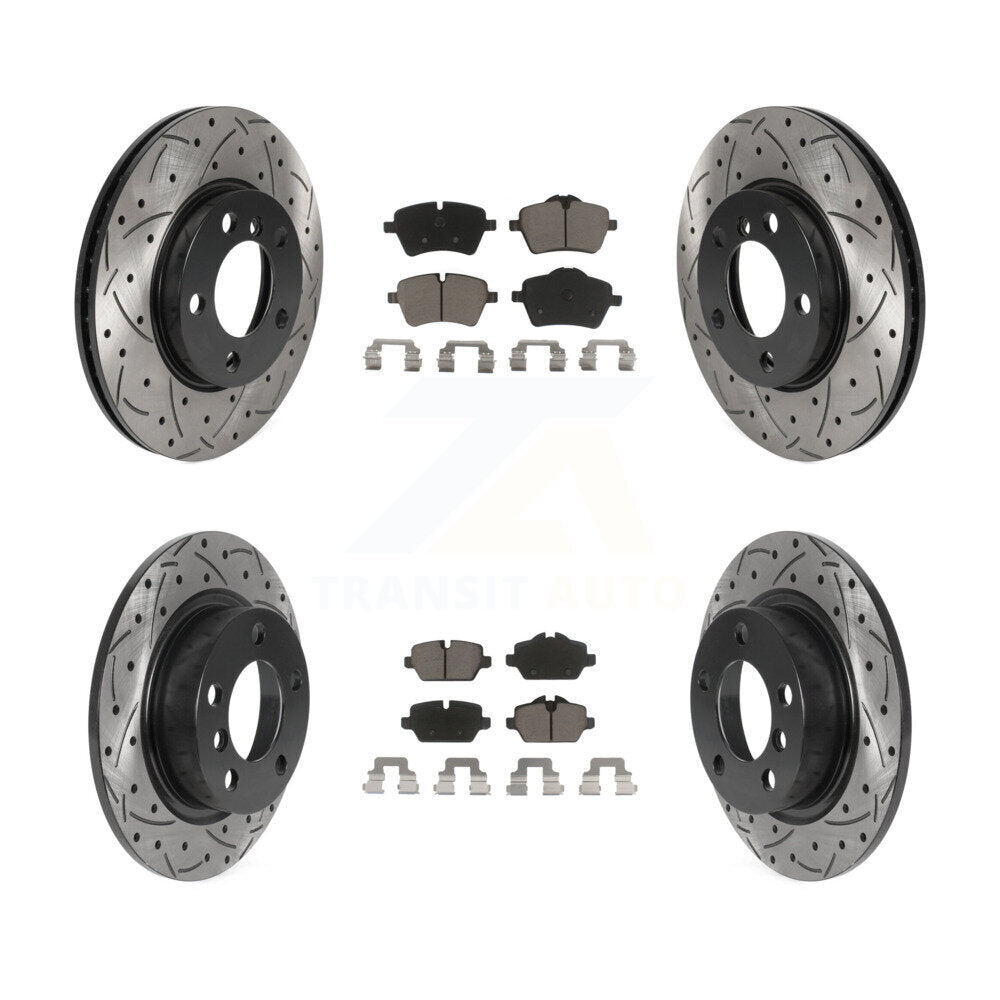 [Avant + Arrière] Kit de disque (percé rainuré revêtu) et plaquette (céramique) de frein pour Mini Cooper Countryman Paceman KDC-100374