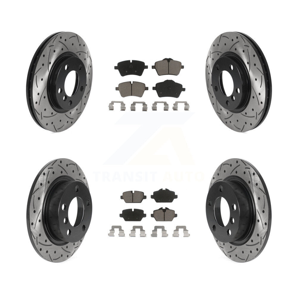 [Avant + Arrière] Kit de disque (percé rainuré revêtu) et plaquette (céramique) de frein pour Mini Cooper Countryman Paceman KDC-100375
