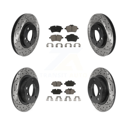 [Avant + Arrière] Kit de disque (percé rainuré revêtu) et plaquette (céramique) de frein pour Mini Cooper Countryman Paceman KDC-100375