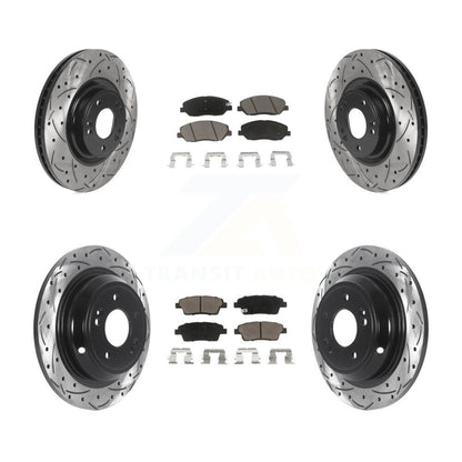 [Avant + Arrière] Kit de disque (percé rainuré revêtu) et plaquette (céramique) de frein pour 2012 Hyundai Genesis 3.8L KDC-100376