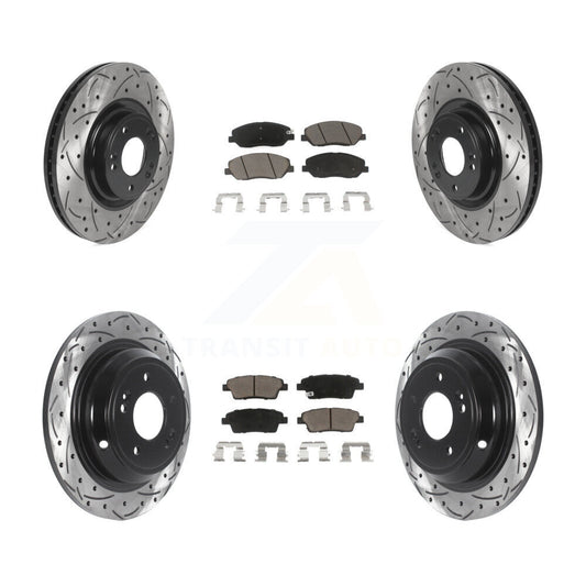 [Avant + Arrière] Kit de disque (percé rainuré revêtu) et plaquette (céramique) de frein pour 2012 Hyundai Genesis 3.8L KDC-100376