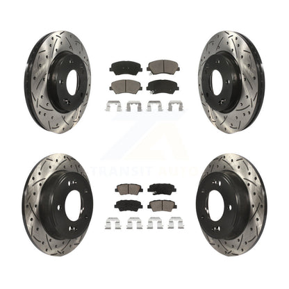 [Avant + Arrière] Kit de disque (percé rainuré revêtu) et plaquette (céramique) de frein pour Hyundai Elantra Kia Forte Veloster GT Forte5 Coupe Koup KDC-100377