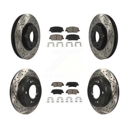 [Avant + Arrière] Kit de disque (percé rainuré revêtu) et plaquette (céramique) de frein pour Kia Forte Forte5 Koup KDC-100381
