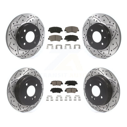 [Avant + Arrière] Kit de disque (percé rainuré revêtu) et plaquette (céramique) de frein pour Hyundai Accent Kia Rio KDC-100383
