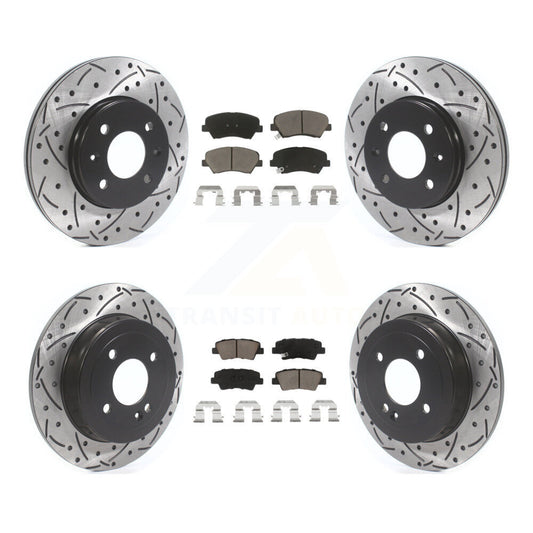 [Avant + Arrière] Kit de disque (percé rainuré revêtu) et plaquette (céramique) de frein pour Hyundai Accent Kia Rio KDC-100383
