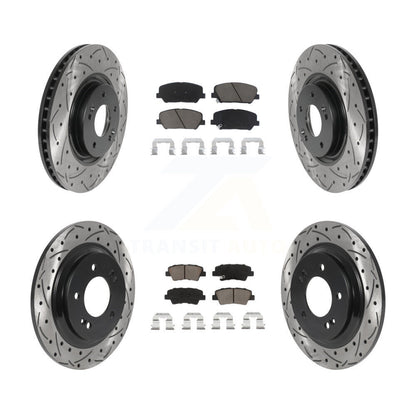 [Avant + Arrière] Kit de disque (percé rainuré revêtu) et plaquette (céramique) de frein pour 2013-2015 Kia Optima 2.0L avec Electric Parking KDC-100387