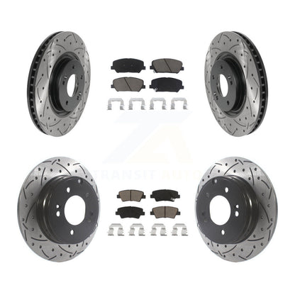 [Avant + Arrière] Kit de disque (percé rainuré revêtu) et plaquette (céramique) de frein pour Kia Optima 2.0L KDC-100389