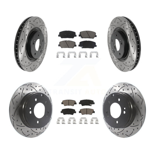 [Avant + Arrière] Kit de disque (percé rainuré revêtu) et plaquette (céramique) de frein pour Kia Optima 2.0L KDC-100389