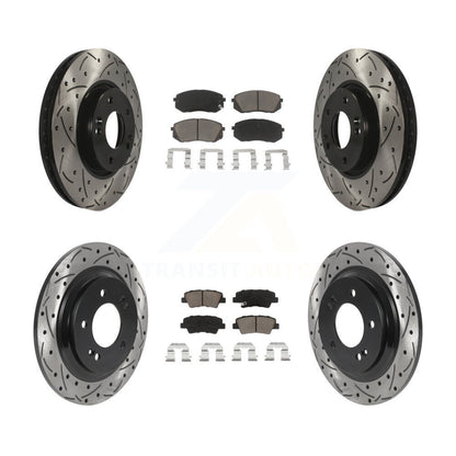 [Avant + Arrière] Kit de disque (percé rainuré revêtu) et plaquette (céramique) de frein pour Kia Soul EV KDC-100394