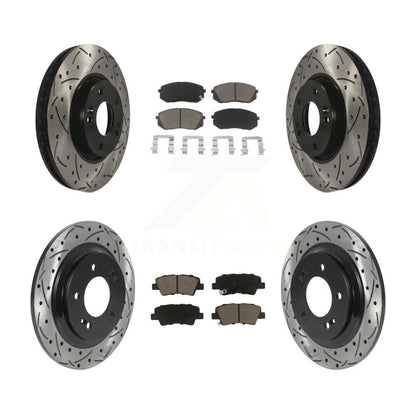 [Avant + Arrière] Kit de disque (percé rainuré revêtu) et plaquette (céramique) de frein pour 2016 Kia Soul EV From Chassis VIN #160921 KDC-100395