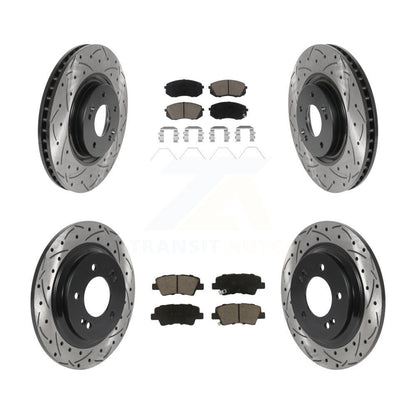 [Avant + Arrière] Kit de disque (percé rainuré revêtu) et plaquette (céramique) de frein pour Kia Optima avec Electric Parking KDC-100397