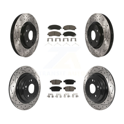 [Avant + Arrière] Kit de disque (percé rainuré revêtu) et plaquette (céramique) de frein pour 2009-2014 Acura TL KDC-100403