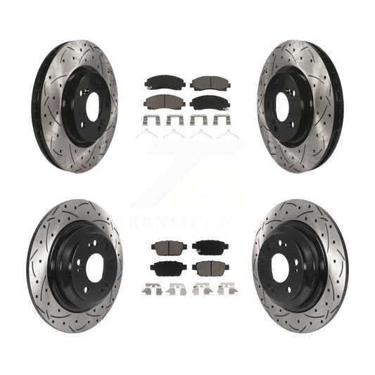 [Avant + Arrière] Kit de disque (percé rainuré revêtu) et plaquette (céramique) de frein pour 2009-2014 Acura TL KDC-100403