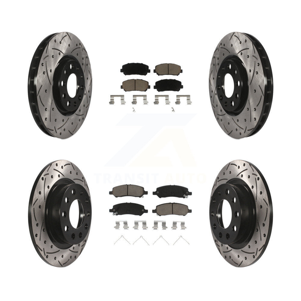 [Avant + Arrière] Kit de disque (percé rainuré revêtu) et plaquette (céramique) de frein pour 2013-2016 Dodge Dart KDC-100404