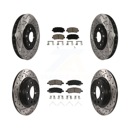 [Avant + Arrière] Kit de disque (percé rainuré revêtu) et plaquette (céramique) de frein pour 2013-2016 Dodge Dart KDC-100404
