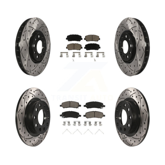[Avant + Arrière] Kit de disque (percé rainuré revêtu) et plaquette (céramique) de frein pour 2013-2016 Dodge Dart KDC-100404