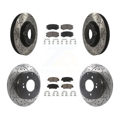 [Avant + Arrière] Kit de disque (percé rainuré revêtu) et plaquette (céramique) de frein pour Hyundai Sonata 3.3L KDC-100405