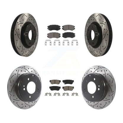 [Avant + Arrière] Kit de disque (percé rainuré revêtu) et plaquette (céramique) de frein pour Hyundai Sonata 3.3L KDC-100406