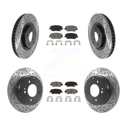 [Avant + Arrière] Kit de disque (percé rainuré revêtu) et plaquette (céramique) de frein pour Hyundai Azera KDC-100407