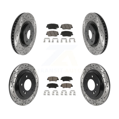 [Avant + Arrière] Kit de disque (percé rainuré revêtu) et plaquette (céramique) de frein pour 2016-2017 Hyundai Azera Limited KDC-100408