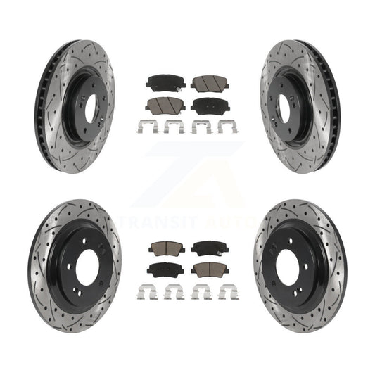 [Avant + Arrière] Kit de disque (percé rainuré revêtu) et plaquette (céramique) de frein pour 2016-2017 Hyundai Azera Limited KDC-100408