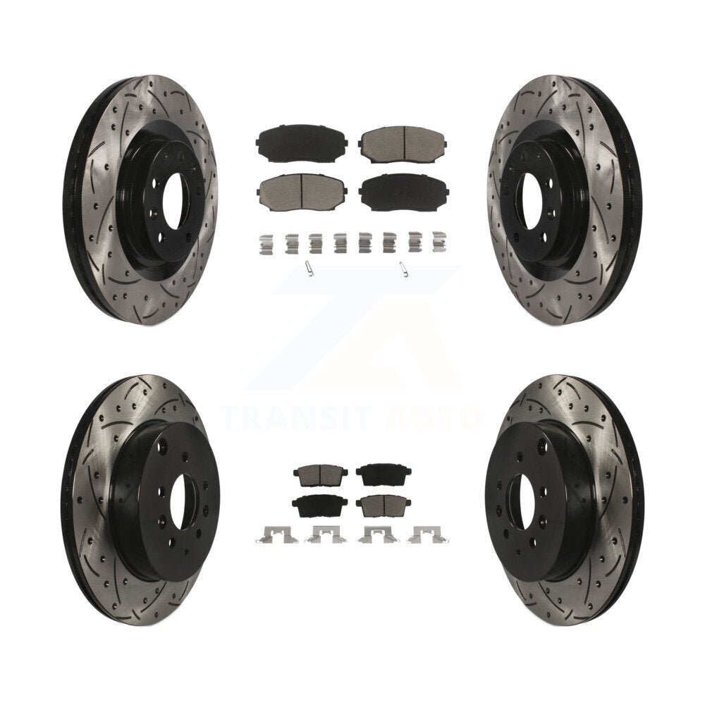 [Avant + Arrière] Kit de disque (percé rainuré revêtu) et plaquette (céramique) de frein pour 2007-2015 Mazda CX-9 KDC-100409