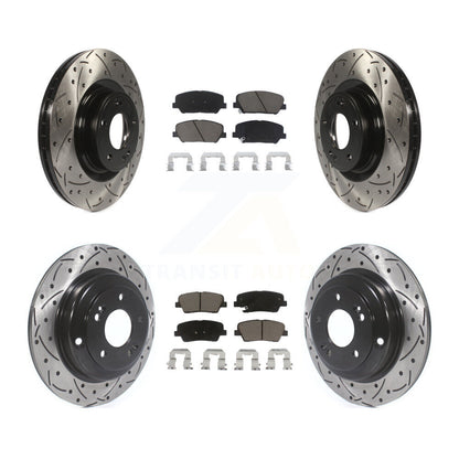 [Avant + Arrière] Kit de disque (percé rainuré revêtu) et plaquette (céramique) de frein pour Hyundai Genesis Coupe KDC-100410