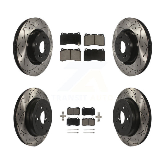 [Avant + Arrière] Kit de disque (percé rainuré revêtu) et plaquette (céramique) de frein pour Hyundai Genesis Coupe KDC-100411