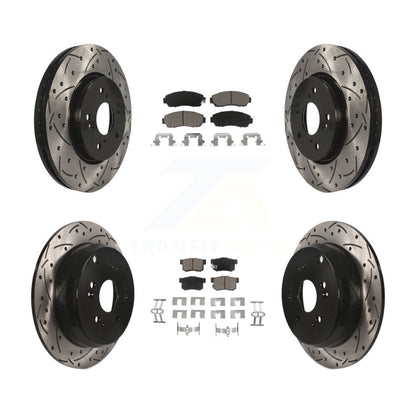 [Avant + Arrière] Kit de disque (percé rainuré revêtu) et plaquette (céramique) de frein pour Acura RDX KDC-100414