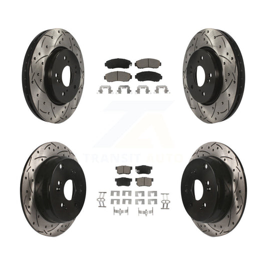[Avant + Arrière] Kit de disque (percé rainuré revêtu) et plaquette (céramique) de frein pour Acura RDX KDC-100414